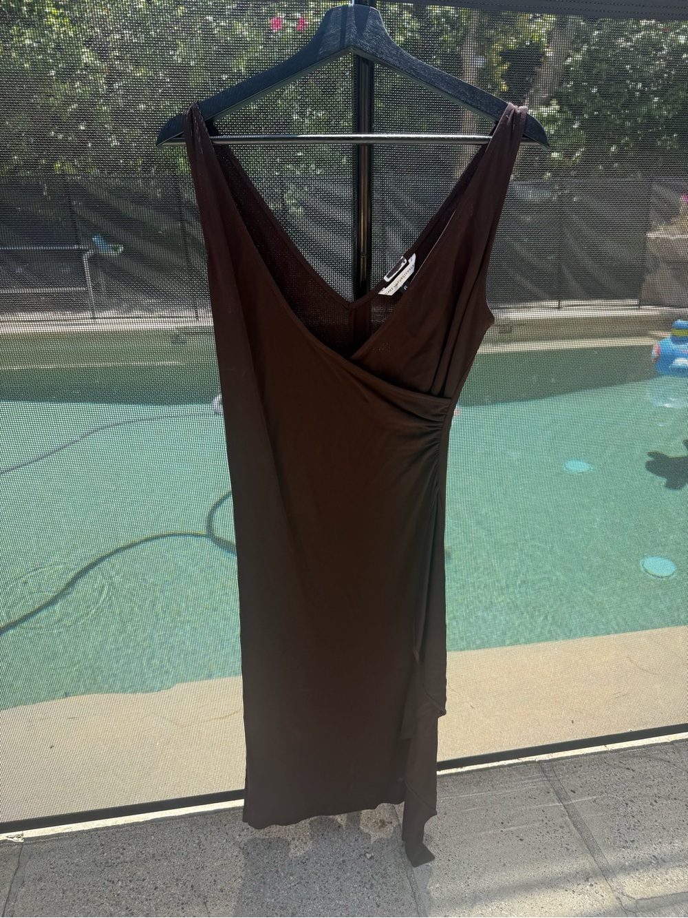 Vintage Authentic Diane Van Furstenberg brown Sleeveless Wrap-Style Midi Dress